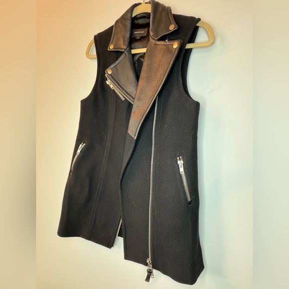 Mackage Sleeveless Jacket w/ Leather Collar | Black | Size XS - Picture 11 of 17